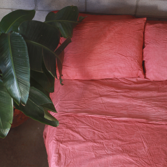 Rose Madder Fitted Sheet Set
