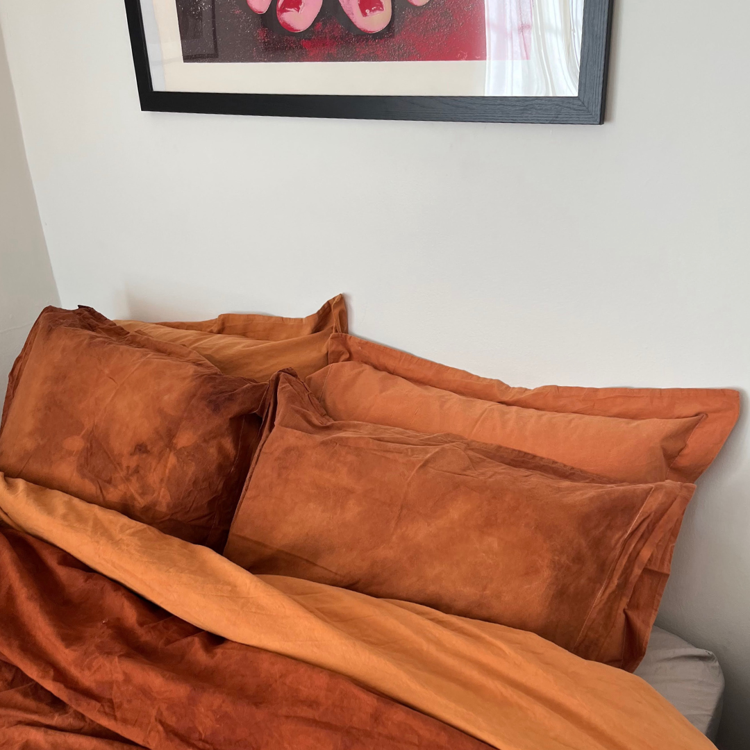 Rippled Rust Fitted Sheet Set