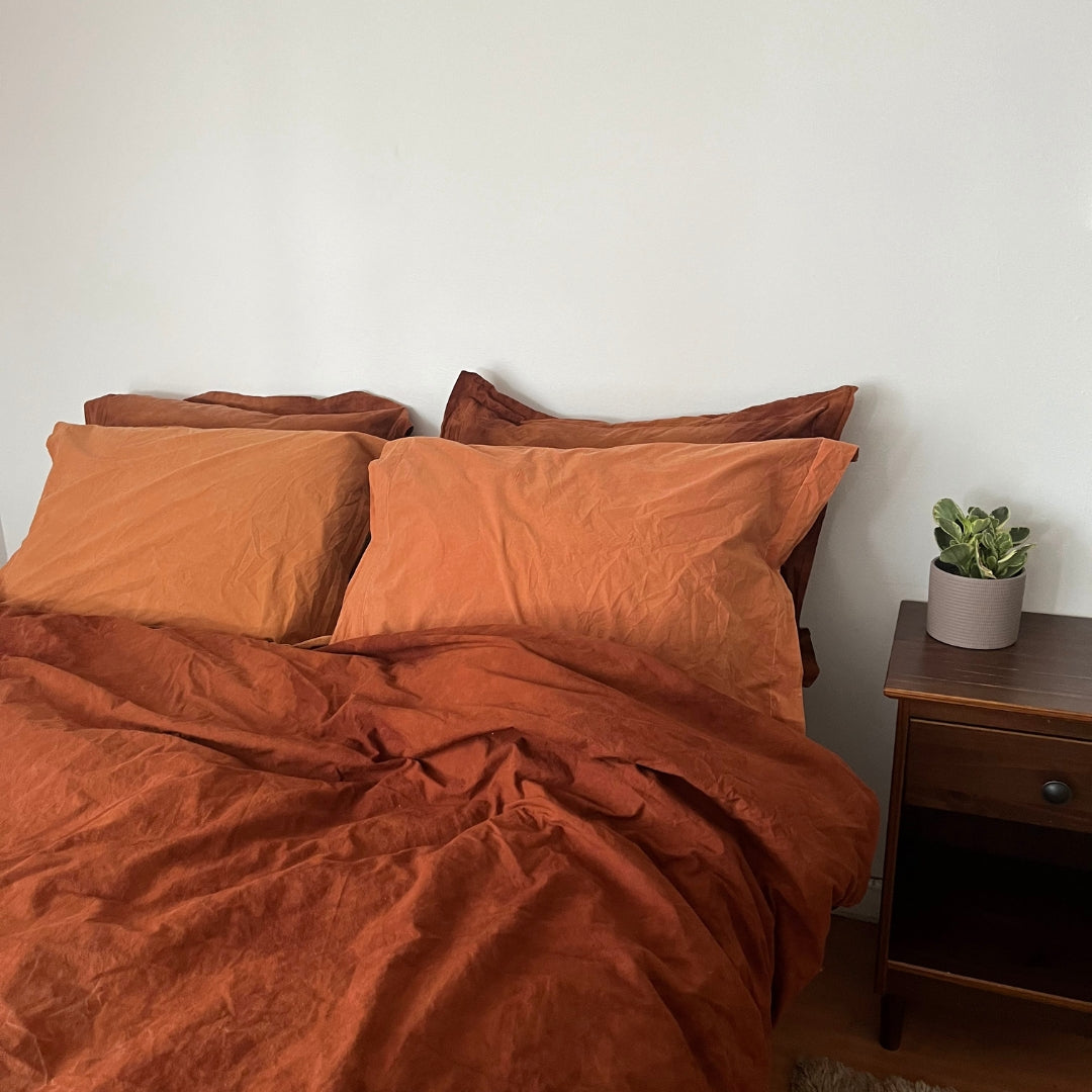 Rippled Rust Fitted Sheet Set